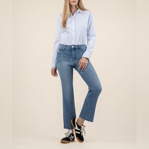 KUT from the kloth Kelsey High Rise Fab‎ Ab Ankle Flare Indigo Size 8 New W Tags